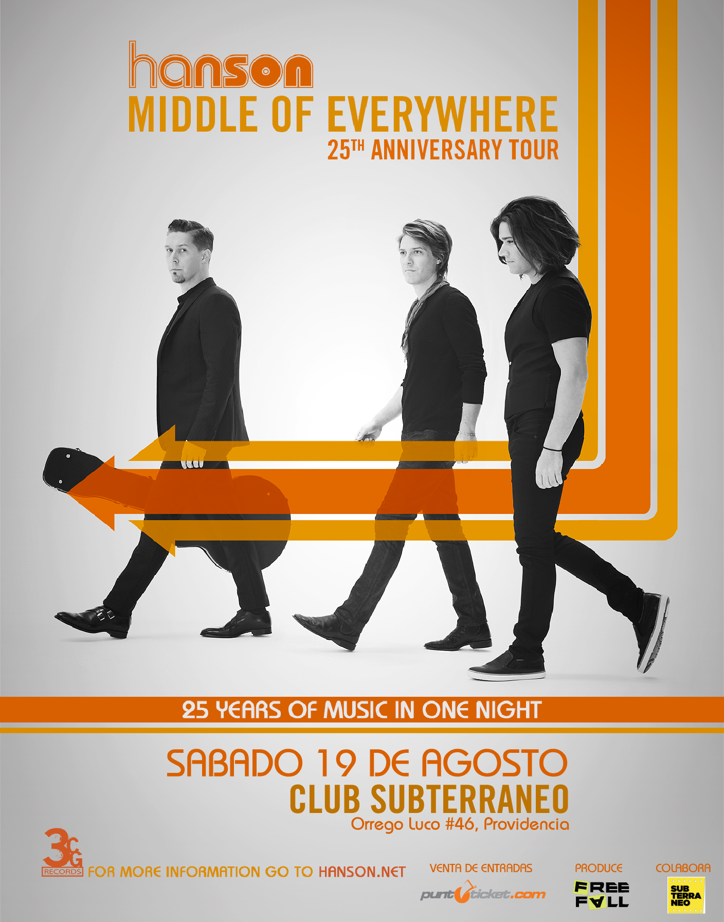 Afiche oficial Hanson en Chile, agosto 2017